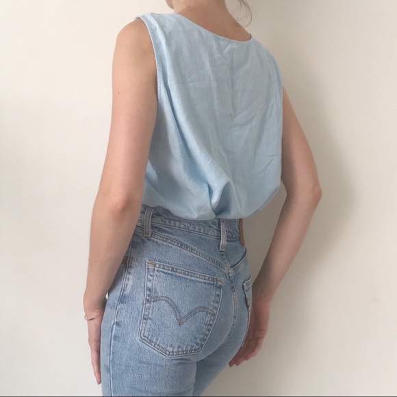 Vintage • Linen Blend Blue Tank - Picture 3 of 6